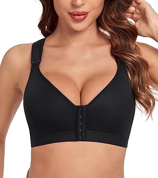 HACI Post Surgical Bra Front Closure Non Padded Wirefree Racerback